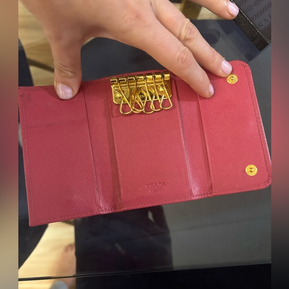 Prada Saffiano Pink Key Holder/ Card Holder - Picture 9 of 16